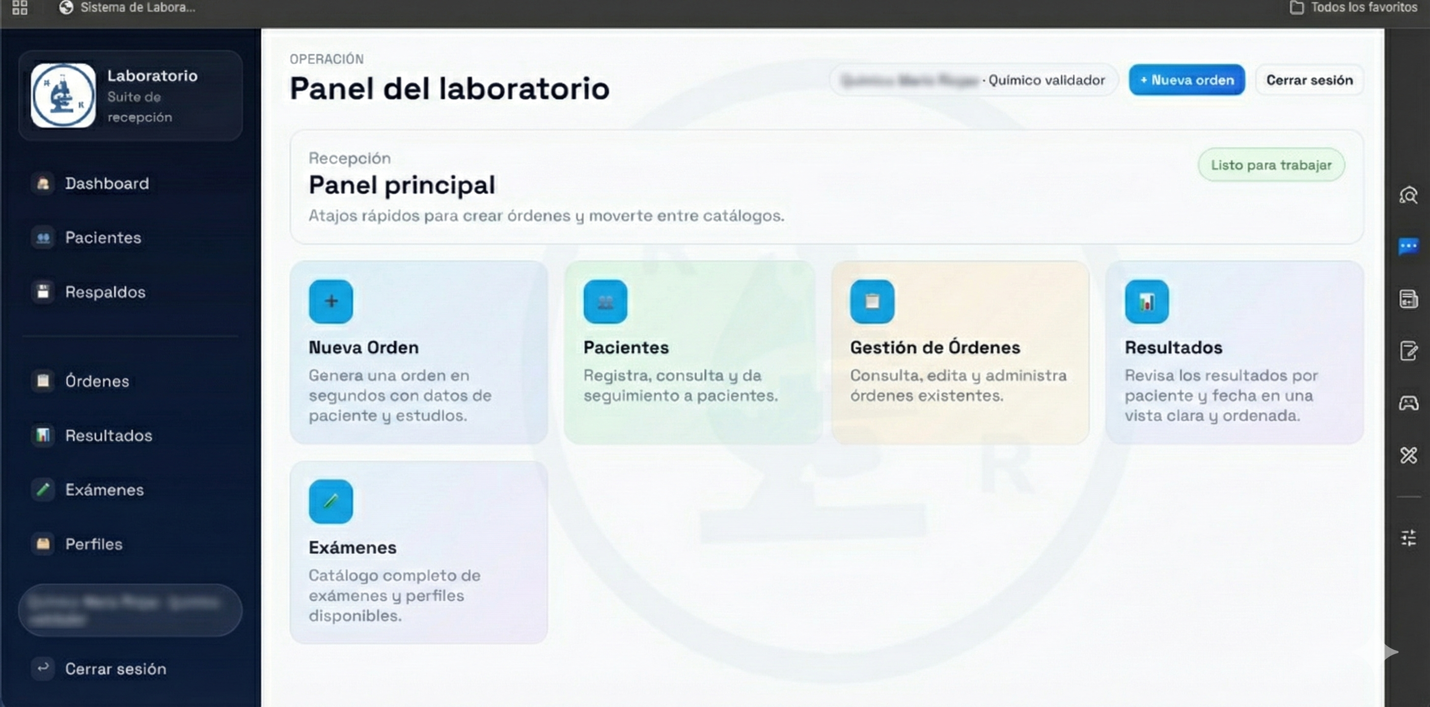 Panel del laboratorio clínico